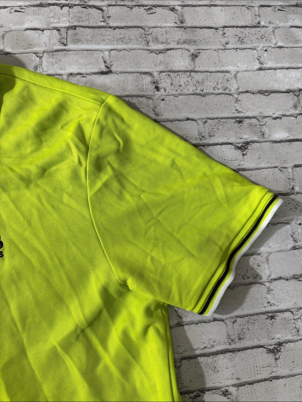 Hugo Boss mens L Large lime green mesh cotton blend golf polo shirt EUC - Picture 4 of 7